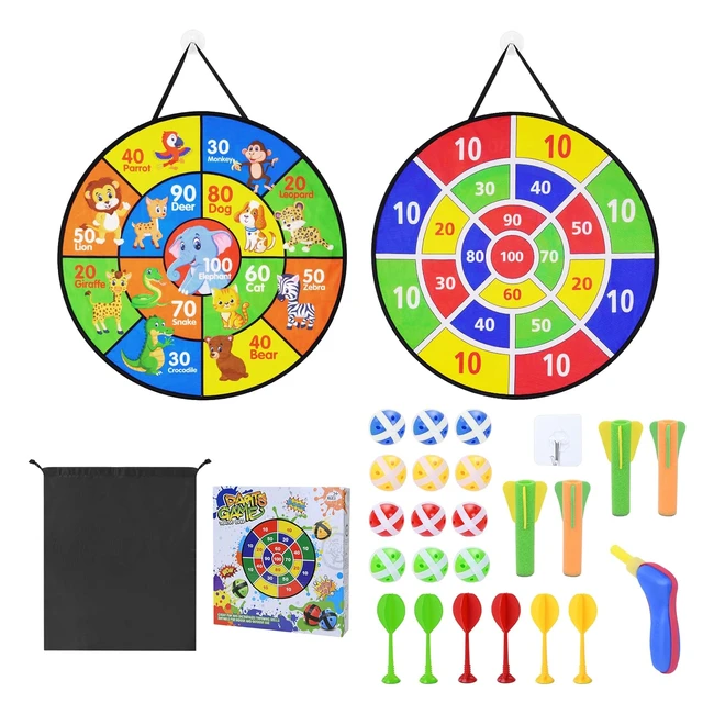 Vicloon Double Sided Dart Board Kids Dartboards - 12 Sticky Balls  6 Self-adhes