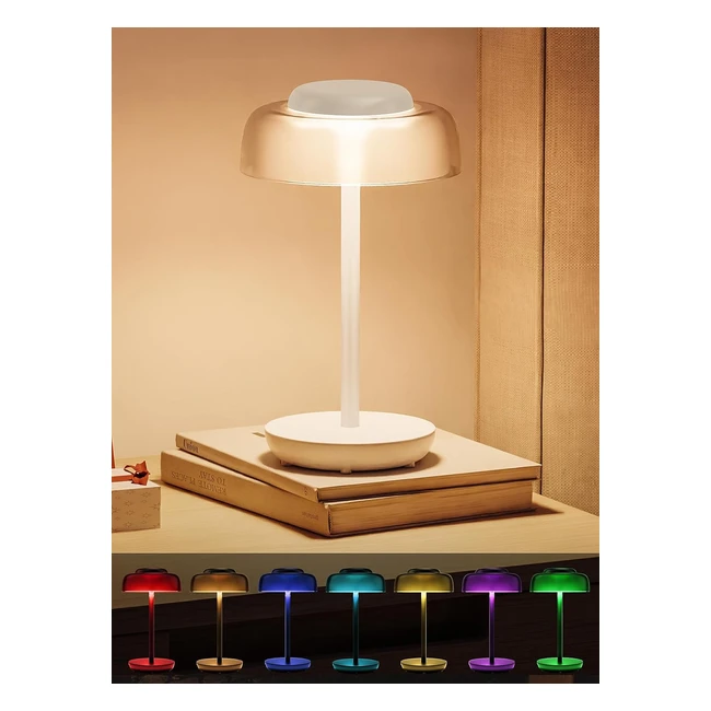 Henzin Rechargeable Cordless Table Lamp RGB Touch Control Dimmable - Bedroom Liv