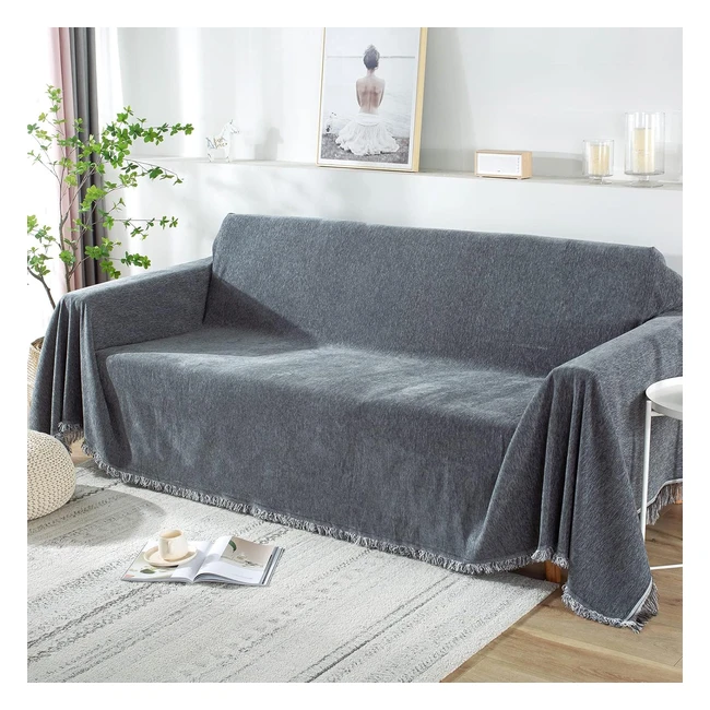 Manta Sofa Grande Lavable Antideslizante Antifouling 180 x 260 cm Gris Oscuro - 