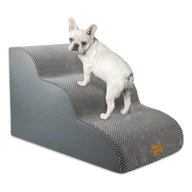 Nepfaivy 3-Step Dog Stairs for Bed - Nonslip Pet Ramp for Small Dogs and Cats - High Density Foam - 60x40x40cm
