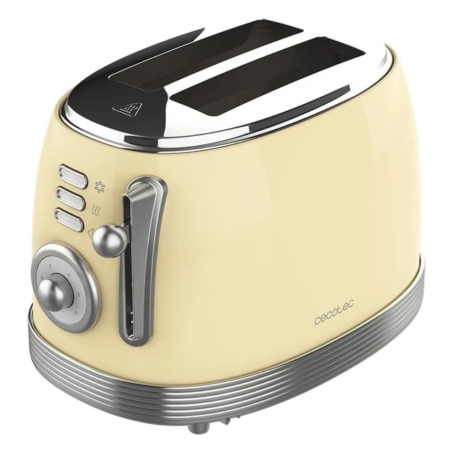 Cecotec Toaster ToastTaste 800 Vintage Licht Gelb 850 W Doppelte Extra Breite Ku