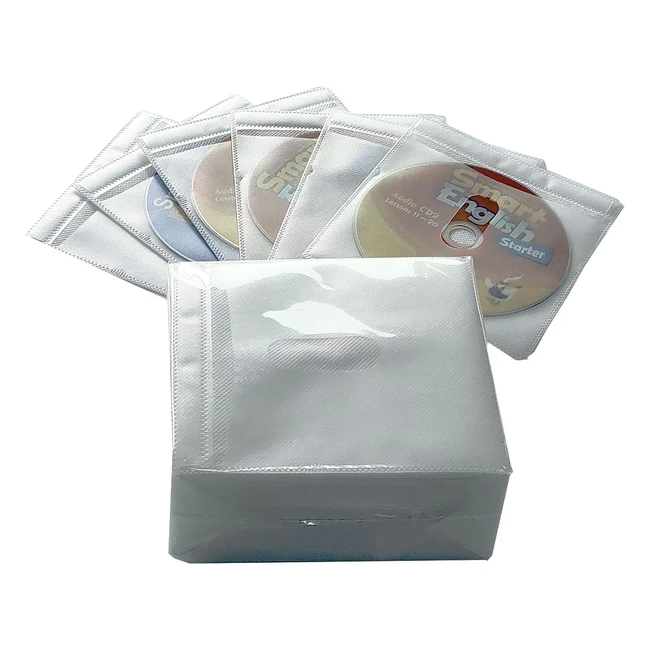 QIRC 100pcs CD DVD Sleeves - Clear Plastic Double-Sided Case - Dropproof Closure