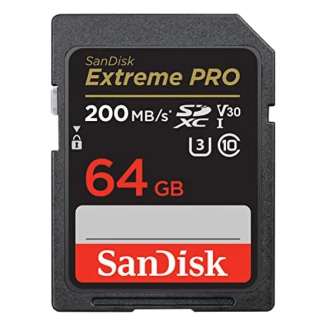 Sandisk 64GB Extreme Pro SDXC 200MBs UHS-I Class 10 U3 V30