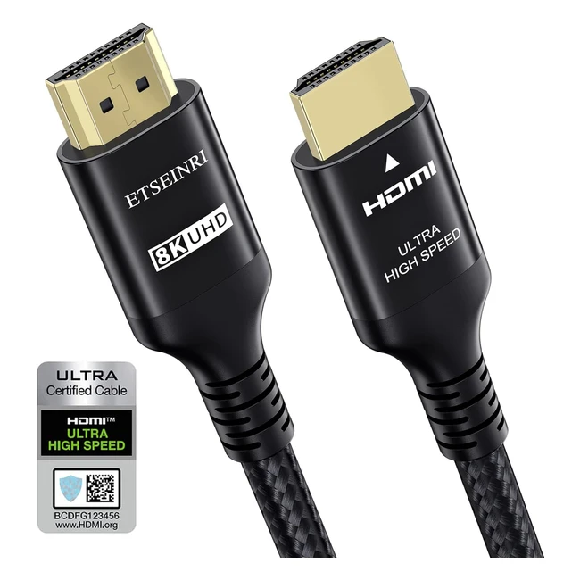 Cble HDMI 8K 4K Etseinri 21 4m - Ultra Haute Vitesse 48Gbps - 4K 120Hz 8K 60Hz