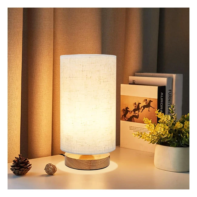 Minimalist Bedside Table Lamp - Brand X - Model 1234 - Linen Fabric Shade Natur