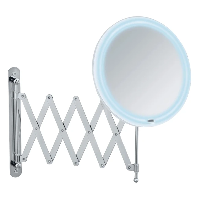 Espejo LED de Pared Telescópico Barona 500 Aumento Metal 20 x 34 x 55 cm Cromo