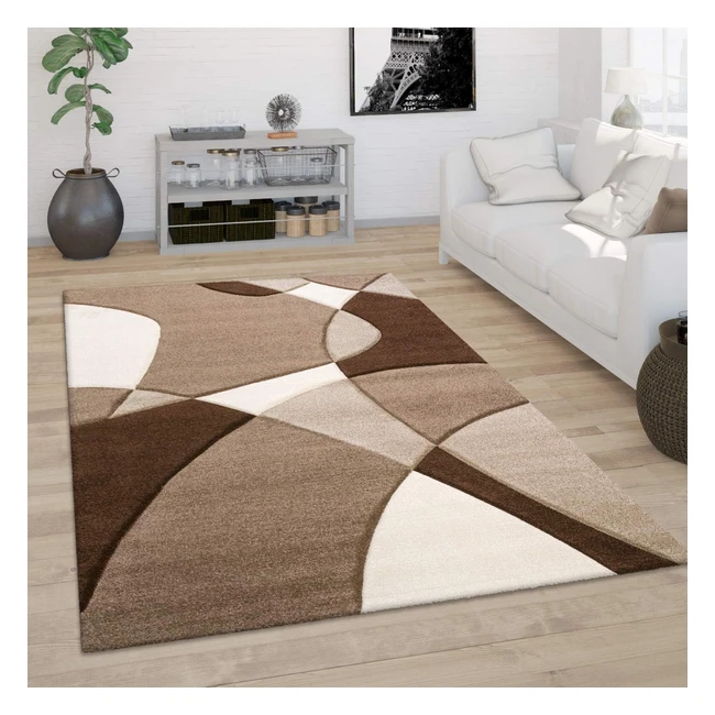 Paco Home Teppich Kurzflor Modern 3D Optik Geometrisches Muster 160x230 cm Braun