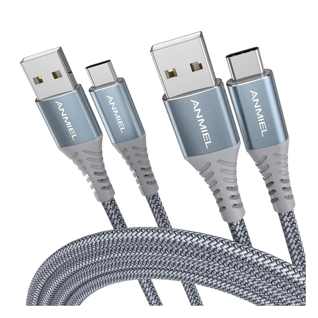 Anmiel 3M 2 Pack 31A Fast Charge Type C Charging Cable Nylon Braided USB A to US