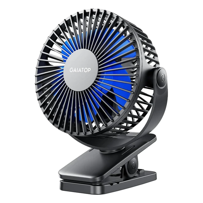 Gaiatop Portable Clip On Fan USB Rechargeable 3 Speed Quiet Mini Table Fan 360 Rotate Personal Cooling Fan