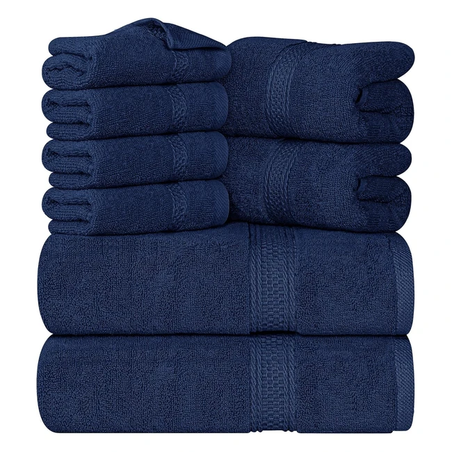 Set di asciugamani Utopia Towels 8 pezzi altamente assorbente blu navy
