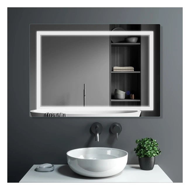 Espejo de bao Sunrik Bianco Freddo 70x90 cm con Iluminacin LED 6500K