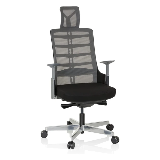 hjh office skarif 640400 Profi Bürostuhl Stoff schwarzgrau ergonomischer Drehstuhl flexible Rückenlehne