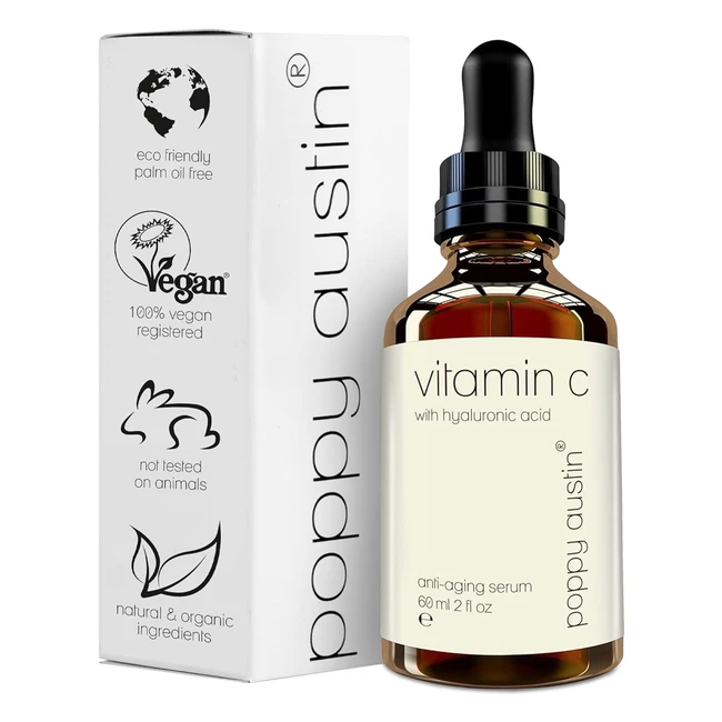 Poppy Austin Vitamin C Serum 60ml - Antiaging Triple Purified - Dark Spots Fine Lines Wrinkles