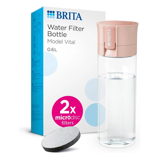 Brita Water Filter Bottle Apricot 600ml - Filters Chlorine Organic Impurities 