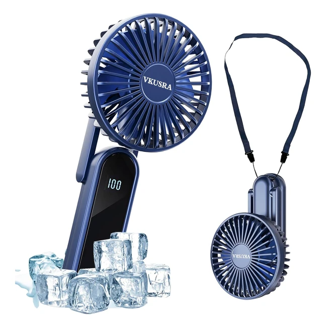 Portable Handheld Fan VKUSRA - Rechargeable Mini Fan with LED Display & Adjustable Speeds