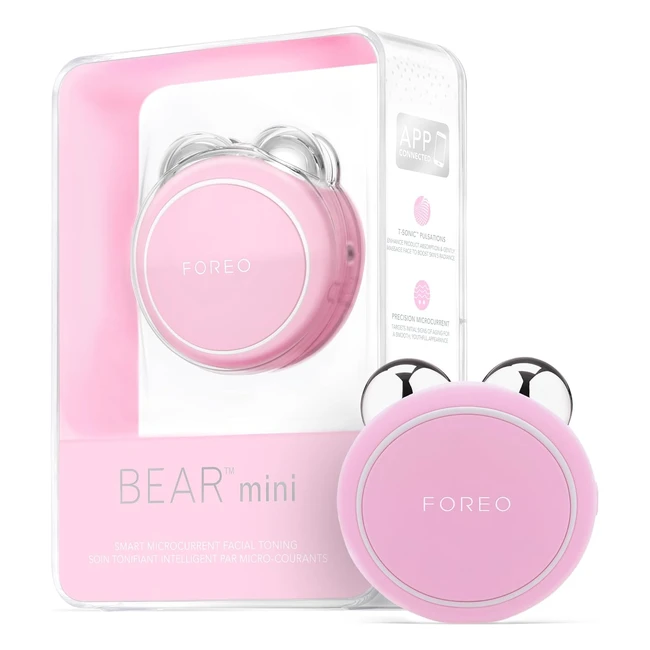 FOREO Bear Mini Pearl Pink - Smartes Mikrostrom-Gesichtsstraffer für gezieltes Gesichtsstraffen - 3 Mikrostrom-Intensitäten - Antishock-System - App-verbunden