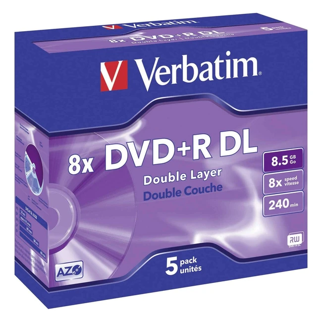 Pack 5 DVD-R 85GB 8X Color Plata Verbatim - Alta Calidad