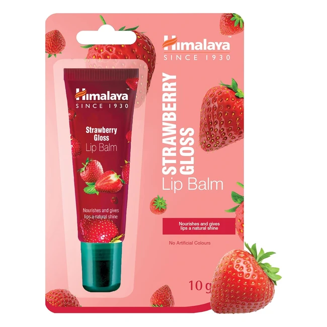 Himalaya Lip Balm Strawberry Gloss Tube 10g - Glossy Shine & Delicate Tint