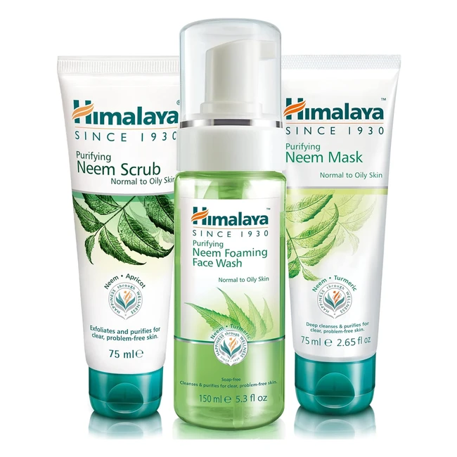 Himalaya Neem Face Wash Foam Scrub and Mask - Solution Naturelle Sans Savon - Lot de 3