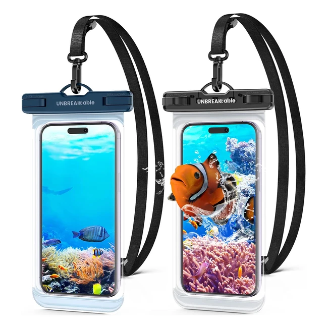 Unbreakcable Waterproof Phone Pouch 2Pack IPX8 Universal Waterproof Phone Case Dry Bag for iPhone 14 13 12 11 Pro Max XR X XS SE 2022 8 Plus Samsung S23 S22 Ultra S21 S10 Huawei P40 Mate 40 Up to 7