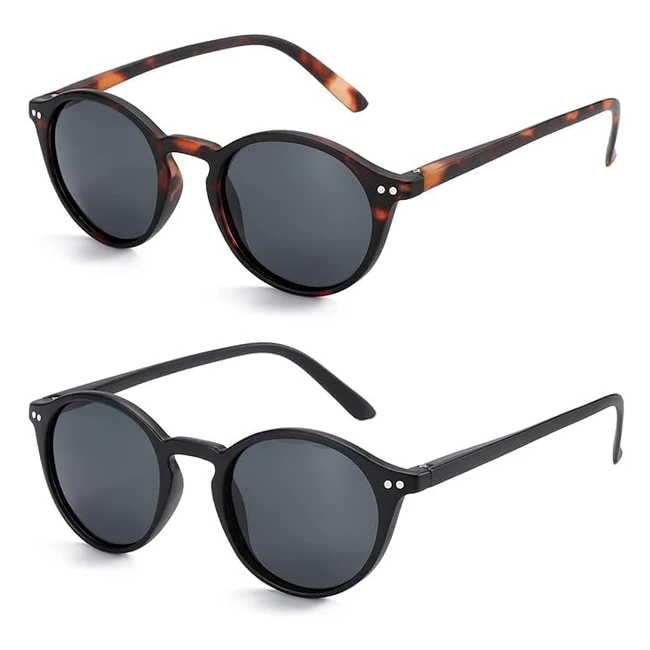 Zenottic 2 Pack Polarised Sunglasses UV400 Protection Retro Round & Square