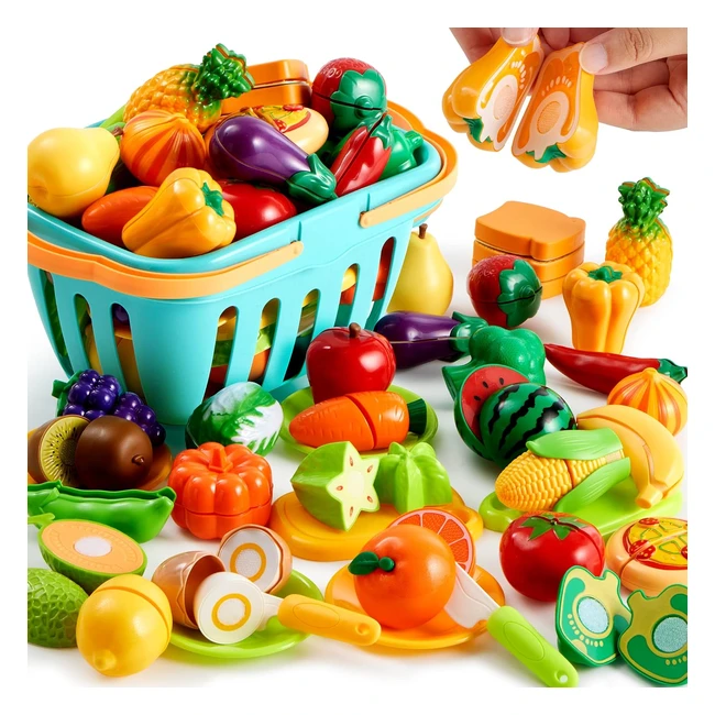 Joyin Lot de 68 Jouets Alimentaires à Découper - Fruits et Légumes en Plastique - Cadeaux pour Tout-Petits