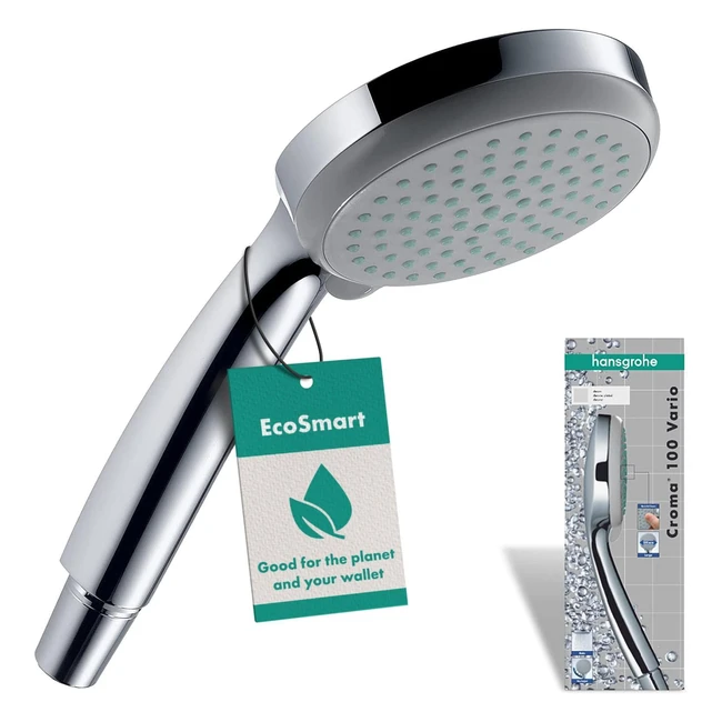 hansgrohe Croma 100 Wasserspar Duschkopf EcoSmart mit 4 Strahlarten Antikalkfunktion Chrom