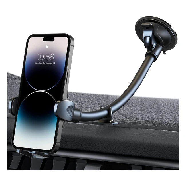 Support telephone voiture ventouse pare brise long col de cygne 360 rotation iPhone Samsung