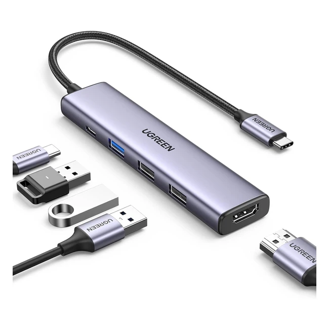 UGREEN Revodok USB C Hub 5in1 Multiport Adapter 100W PD 4K HDMI Aluminum Type C 