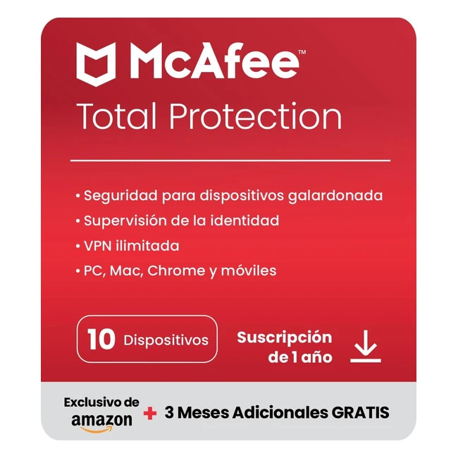 McAfee Total Protection 2024 - Antivirus VPN Seguridad Móvil y de Internet