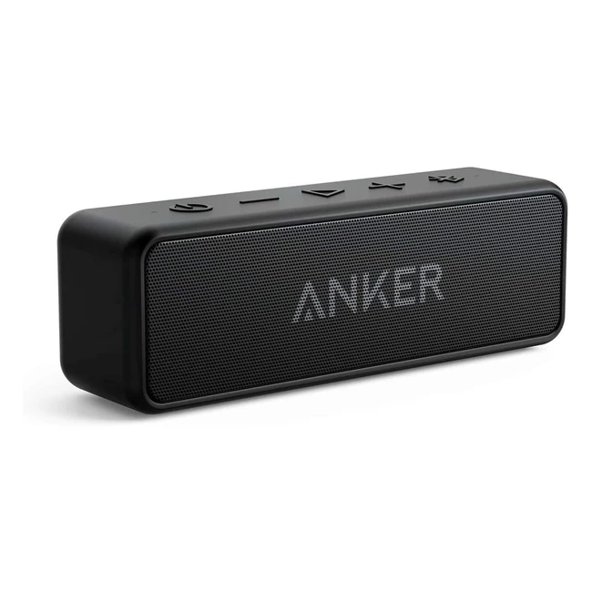 Enceinte Bluetooth Portable Anker Soundcore 2 - Basses Puissantes - Autonomie 24h - Etanche IPX7 - Microphone Intégré - Noir