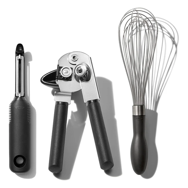 OXO Good Grips 3-Piece Kitchen Tool Set - Swivel Peeler Can Opener Whisk