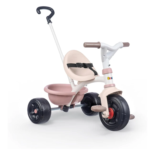 Tricycle Smoby Be Fun Rose - Vlo Enfant 15 Mois - Canne Parentale Rglable - 