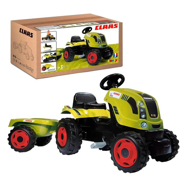 Tracteur Smoby Claas Farmer XL - Pédale Enfant - Siège Ajustable - Capot Ouvrable