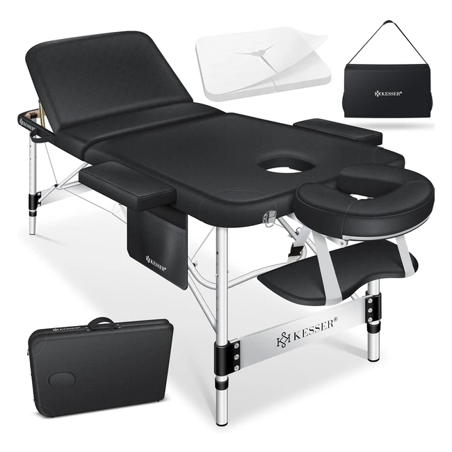 Table de massage pliable Kesser 3 zones ajustable en hauteur lit de massage esthétique aluminium