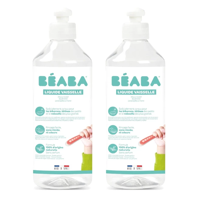 Beaba Liquide Vaisselle Biberons Accessoires Repas 100% Naturel Made in France Lot de 2x500 ml