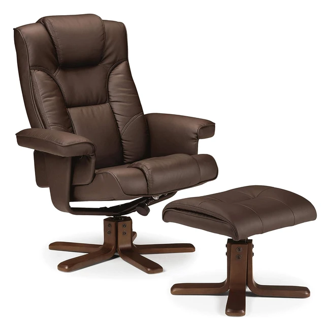 Julian Bowen Malmo Recliner & Footstool Brown | Height 105 Width 83 Depth 82cm | Soft Touch Faux Leather