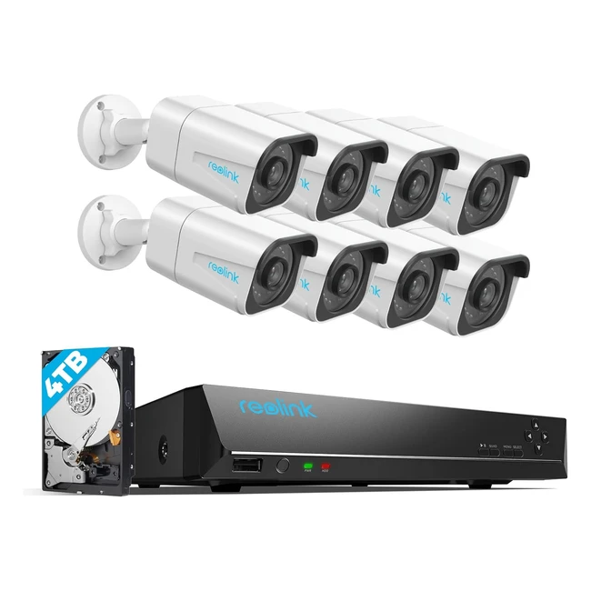 Kit Videosorveglianza 4K Reolink NVR 16CH 4TB 8x Telecamere Esterno IP67 Visione Notturna IR 30m RLK16800B8