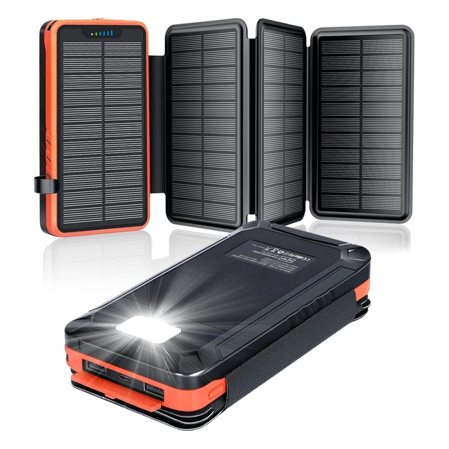 Solar Powerbank 26800mAh Elzle Solar Ladegert mit 2 USB-A Ausgang 1 USB-C Eingang Outdoor wasserfester externer Akku