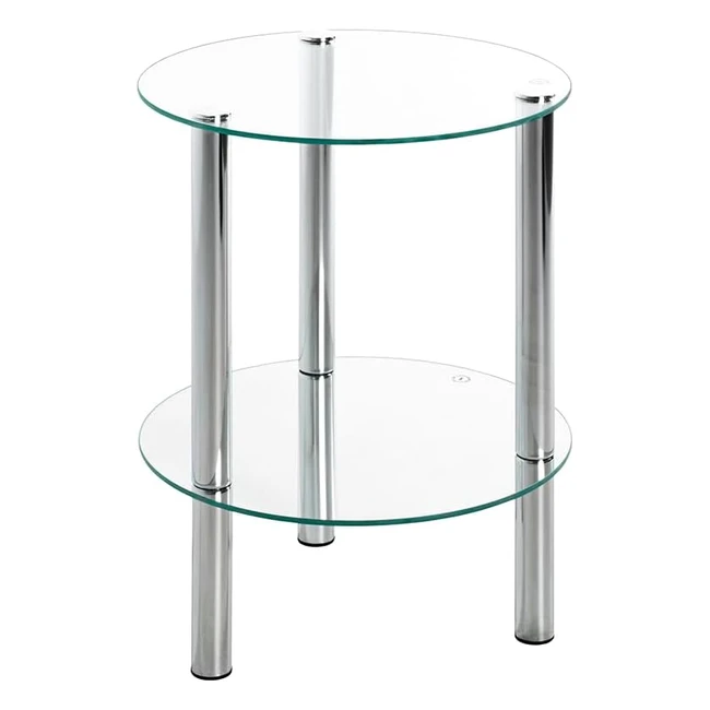 Table basse Haku en métal chromé 35x47 cm - Étagères en verre de sécurité