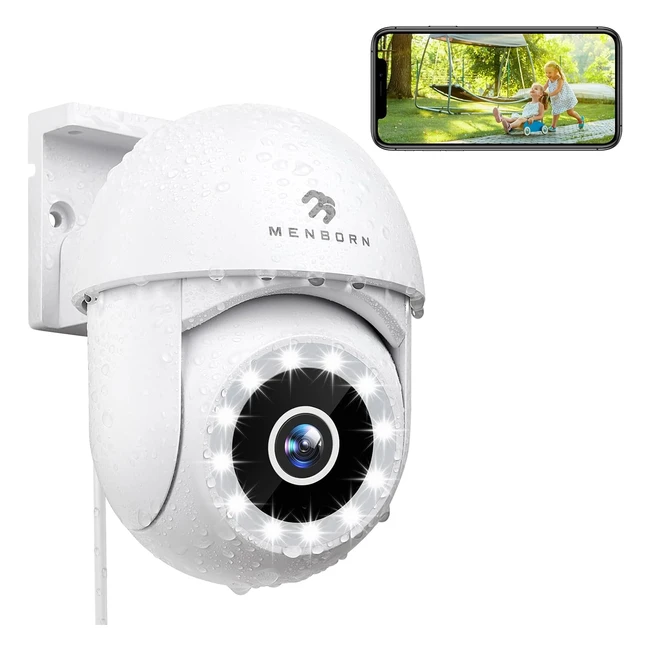Camra surveillance extrieure 2K rotation 360 vision nocturne couleur IP