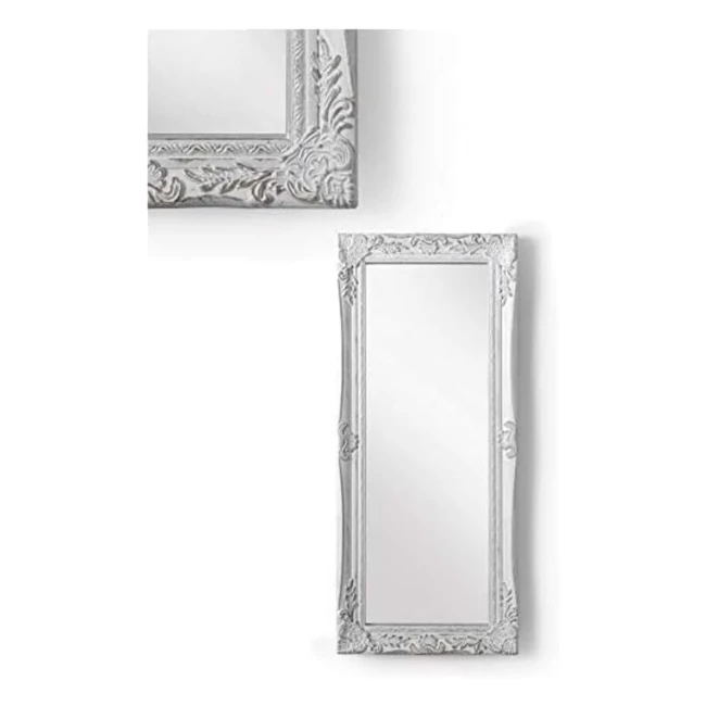 Specchio da parete Montemaggi in legno bianco anticato stile shabby 28x3x65 cm