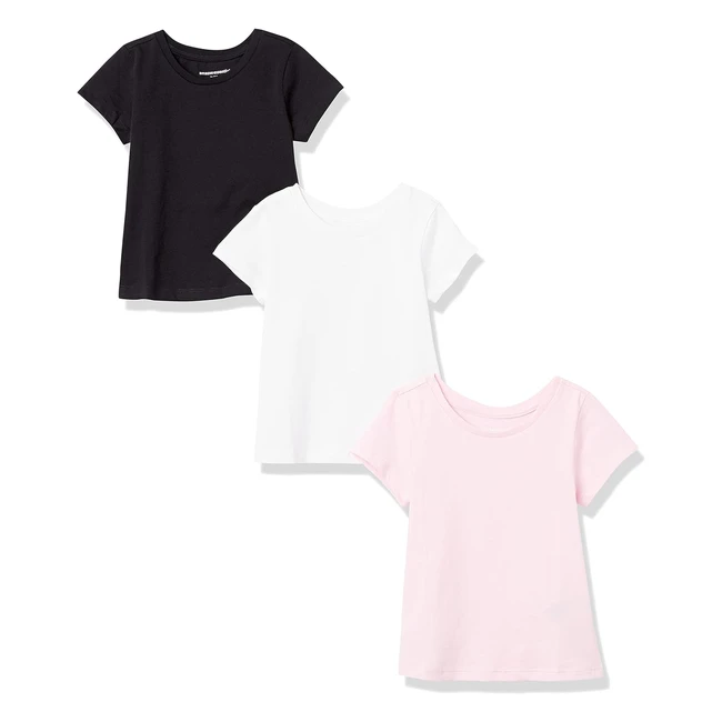 T-shirt Amazon Essentials Bambine Ragazze Pacco 3 Bianco Nero Rosa 6-7 Anni