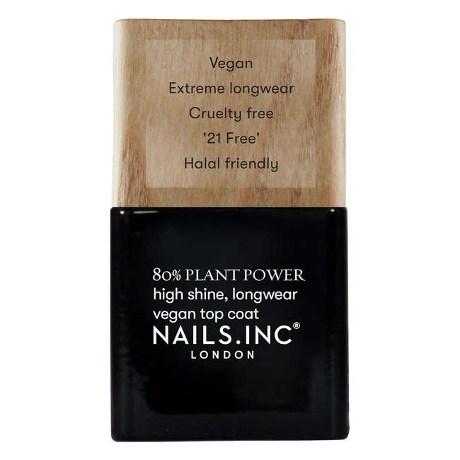 NailsInc Plant Power Top Coat 14ml - Fast Drying, Long Lasting Shine