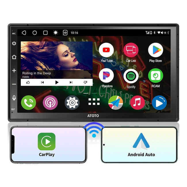 Radio Coche Android Atoto A6PF 2G32G 7 Pantalla Tctil QLED Carplay Inalmbrico Bluetooth