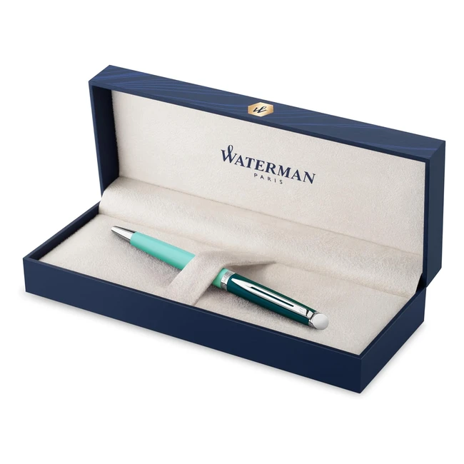 Waterman Hmisphre Ballpoint Pen Metal Green Lacquer Palladium Trim Medium Point Blue Ink