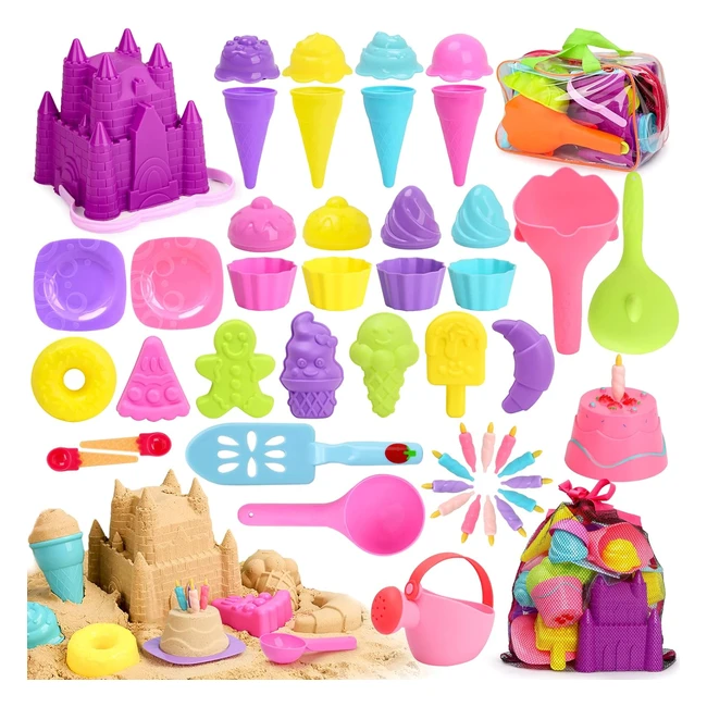 Set giochi spiaggia gelato 48 pezzi - JoyReal - Ref. 1234 - Stampi per castelli e dolci