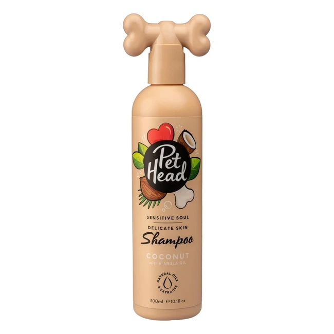 Pet Head Hundeshampoo 300 ml Sensitive Soul Kokosduft pflegt und beruhigt empfindliche Haut hypoallergen pH-neutral vegan tierversuchsfrei extra sanfte Formel für alle Hunde und Welpen