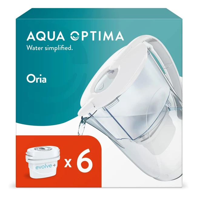 Jarra filtro agua Aqua Optima Oria + 6 cartuchos Evolve - Reduccin microplsticos, cloro, cal - 28L