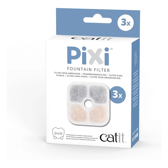 Catit 43721 Pixi Ersatzfilter für Catit Pixi Trinkbrunnen 3er Pack - Filtert Schmutzpartikel, entfernt Gerüche und Verunreinigungen